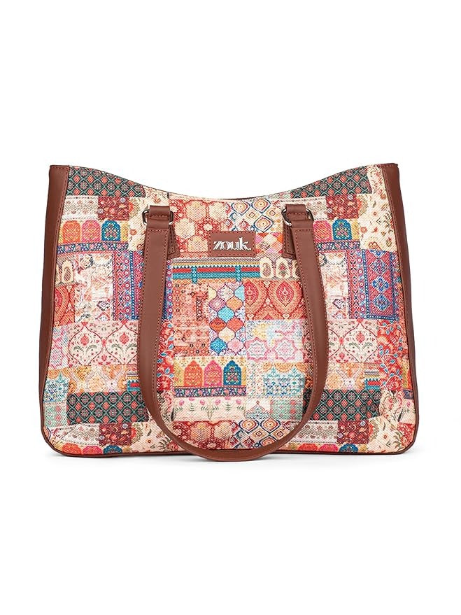 Zouk Women's Getaway Handbag Jute & Leather Handcrafted Tote Bag