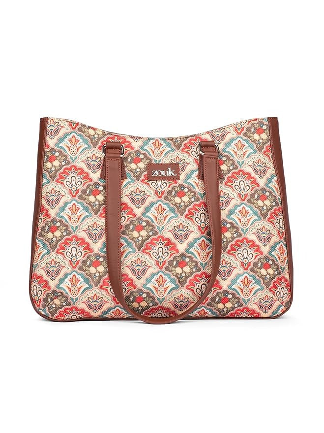 Zouk Women's Getaway Handbag Jute & Leather Handcrafted Tote Bag