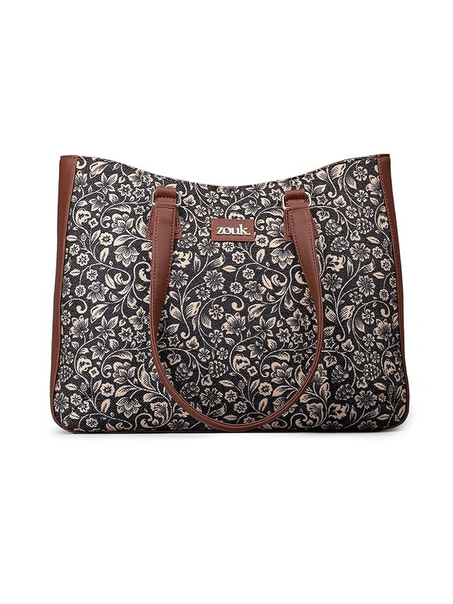 Zouk Women's Getaway Handbag Jute & Leather Handcrafted Tote Bag