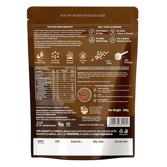 Pintola High Protein Dark Chocolate Oats - 400 gms