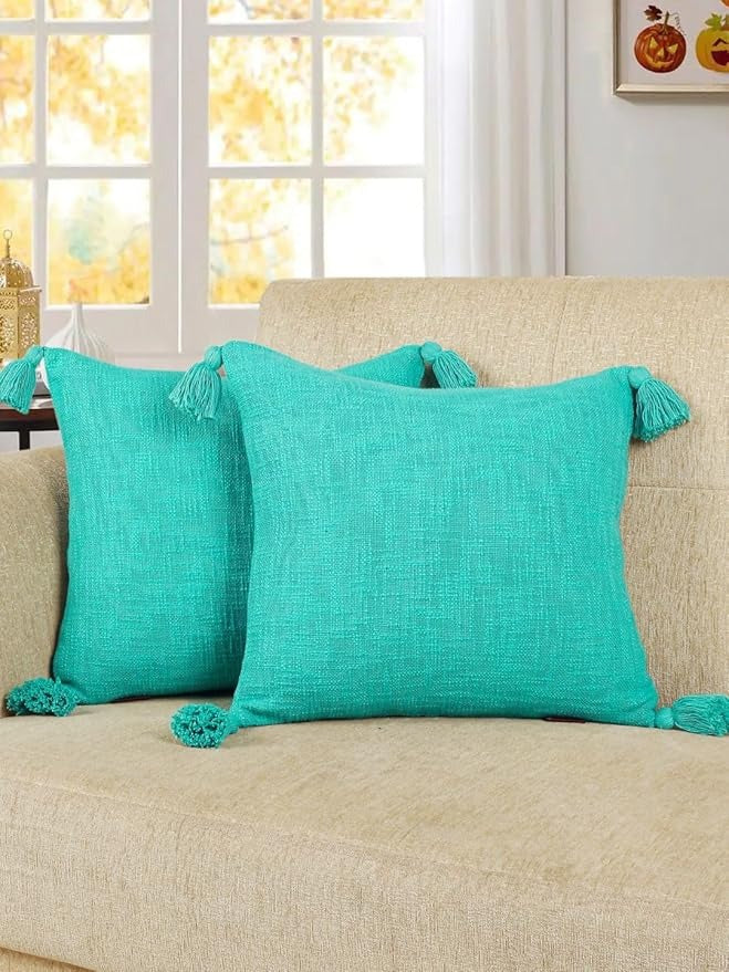 Homadorn Luxury Cotton Handmade Decorative Boho Throw Pillow Covers Turquoise
