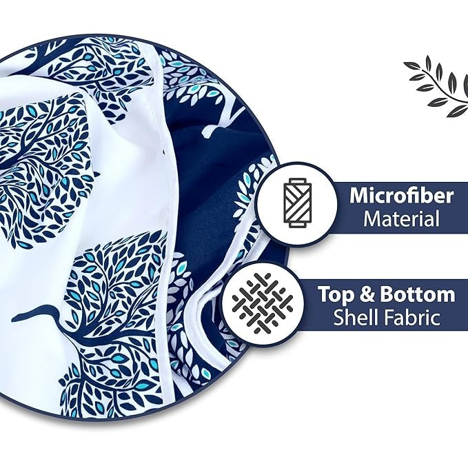 Divine Casa 120 GSM Microfiber Single Dohar Soft & Lightweight Throw Blanket Tree Motif Pattern Colour Navy Blue & White