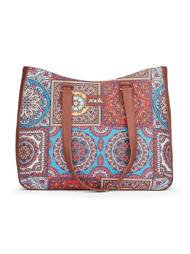 Zouk Women's Getaway Handbag Jute & Leather Handcrafted Tote Bag