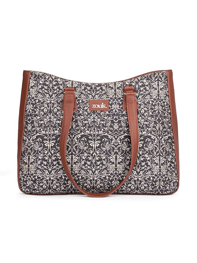 Zouk Women's Getaway Handbag Jute & Leather Handcrafted Tote Bag