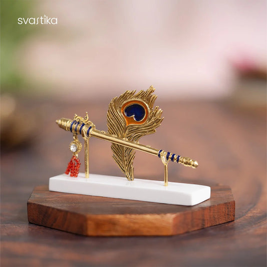 Svastika Lord Krishna’s Flute & Feather Idol for Car Dashboard