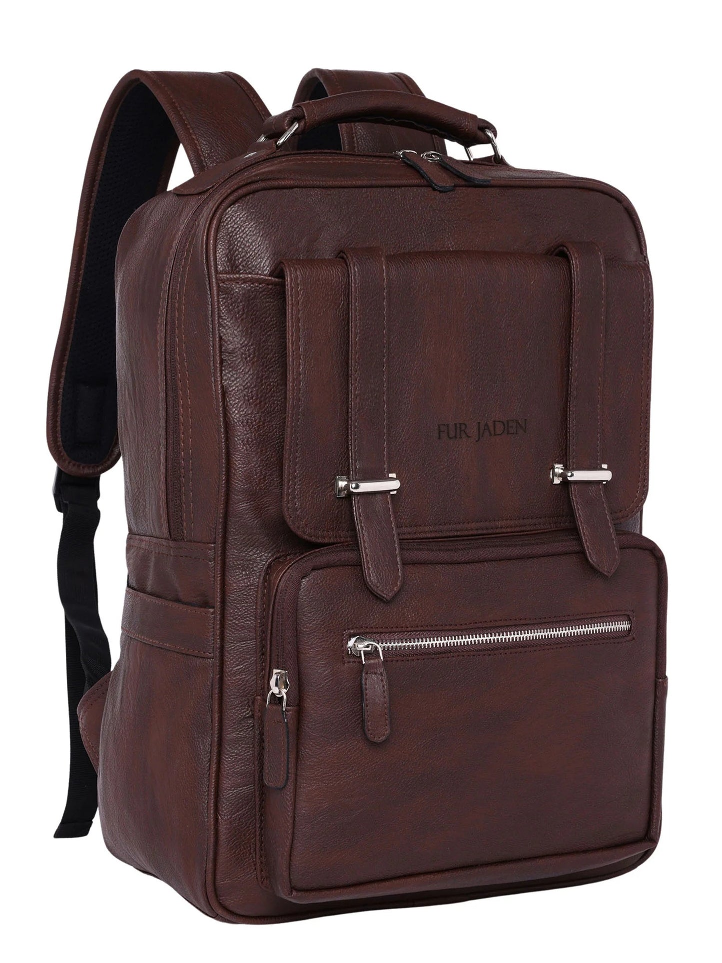 FUR JADEN Vegan Leather Stylish 15.6 Inch Laptop Backpack Travel Weekender Bag For Men Women
