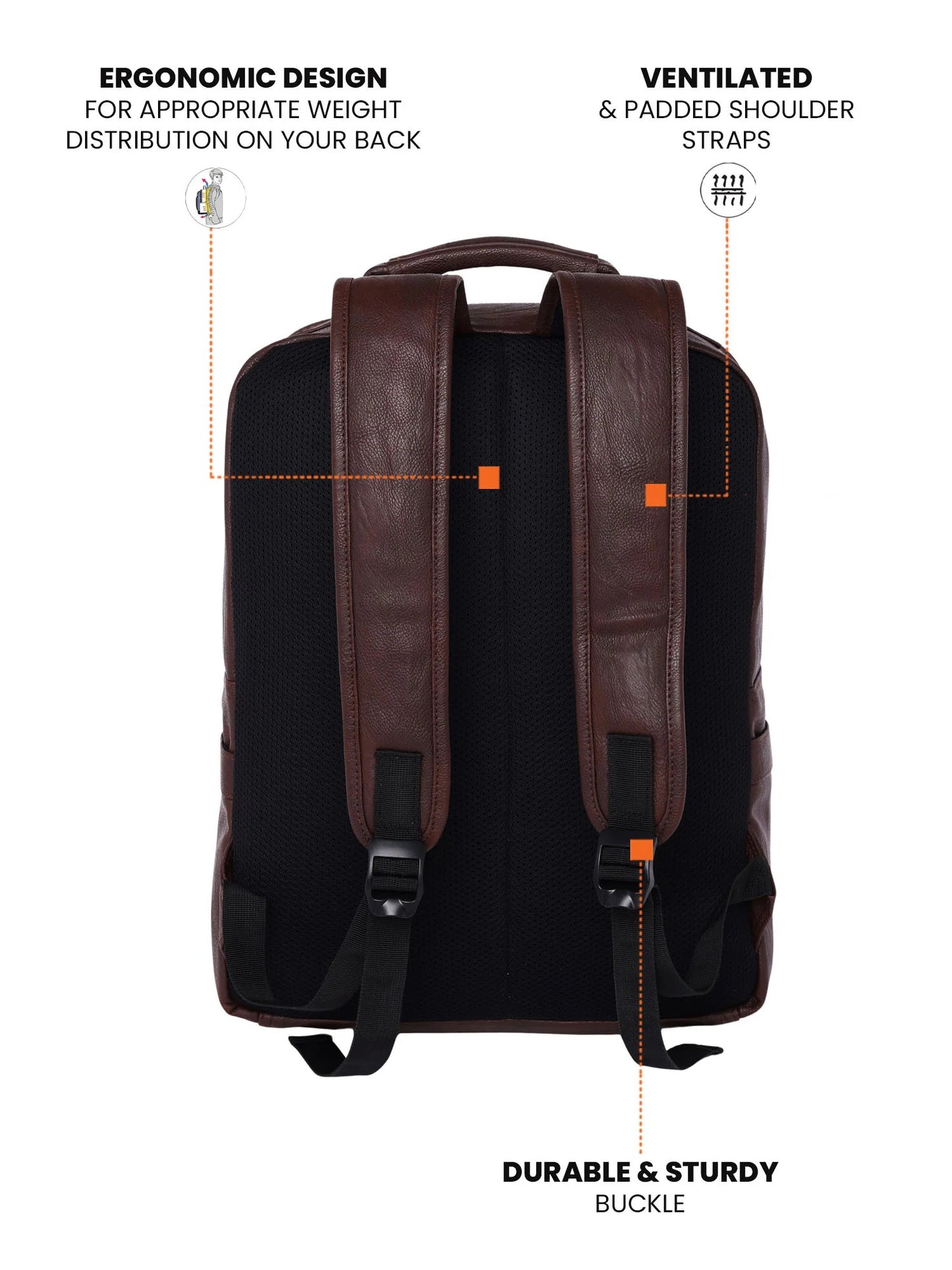 FUR JADEN Vegan Leather Stylish 15.6 Inch Laptop Backpack Travel Weekender Bag For Men Women