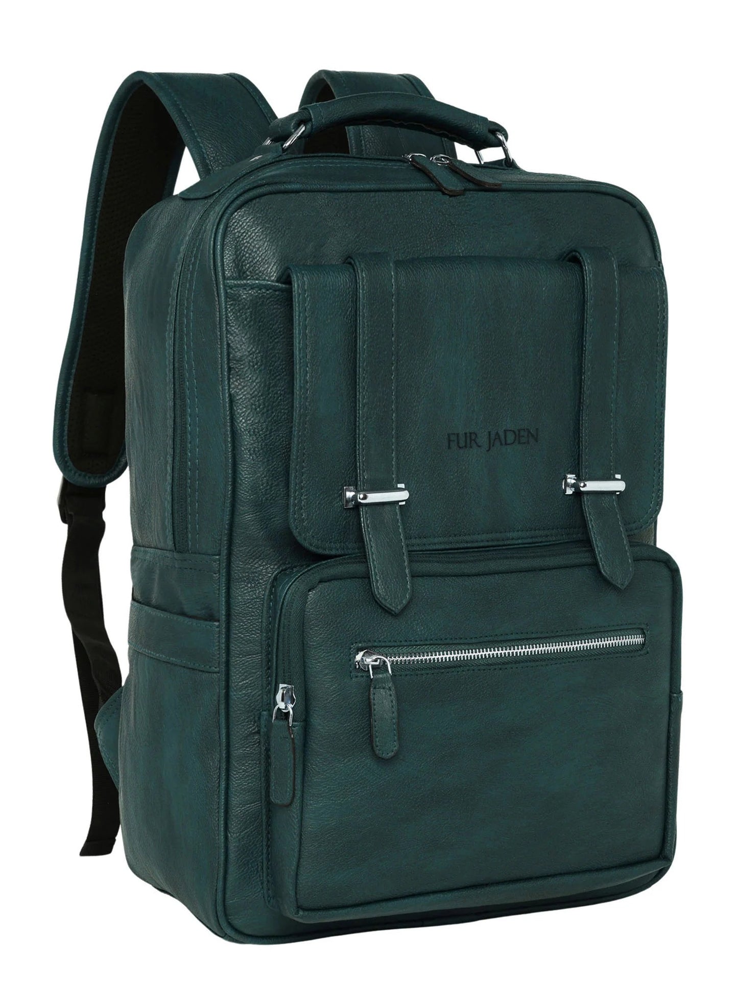 FUR JADEN Vegan Leather Stylish 15.6 Inch Laptop Backpack Travel Weekender Bag For Men Women