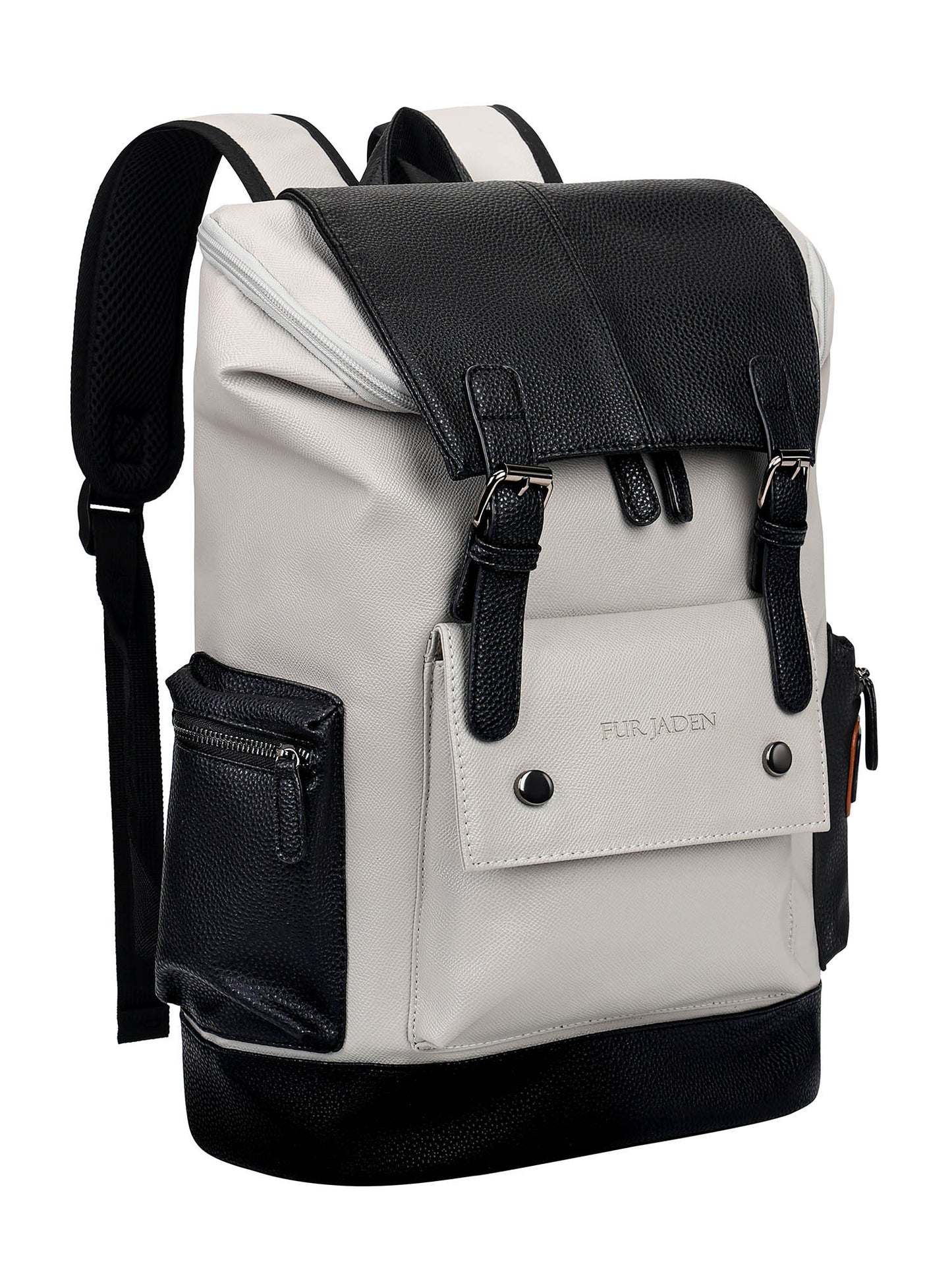 FUR JADEN Vegan Leather Anti Theft Casual Laptop Backpack with 15.6 Inch Laptop Pocket