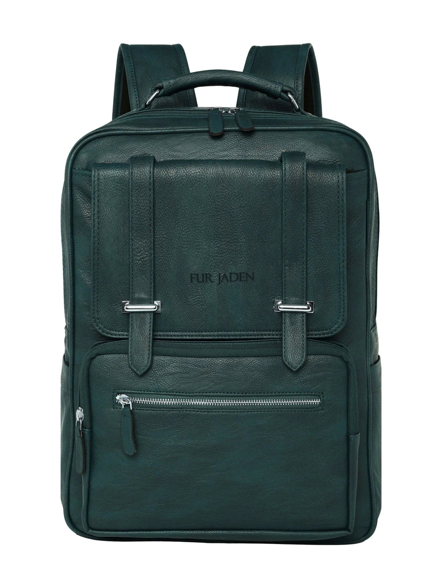 FUR JADEN Vegan Leather Stylish 15.6 Inch Laptop Backpack Travel Weekender Bag For Men Women