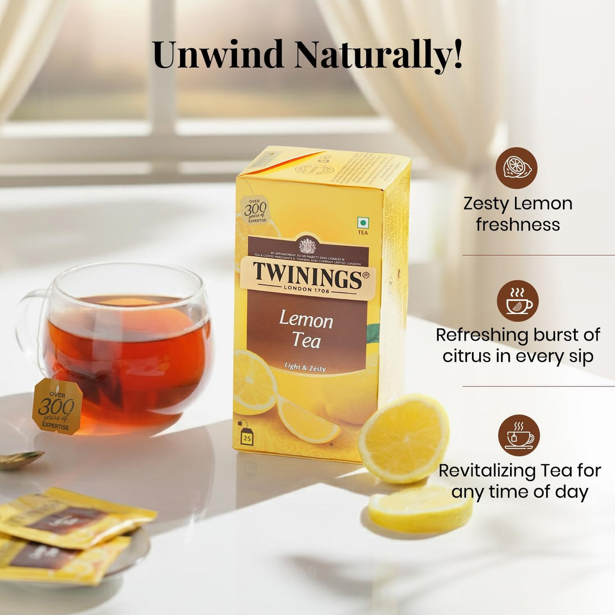 Twinings Lemon Black Tea 25 Tea Bags - 50 gms