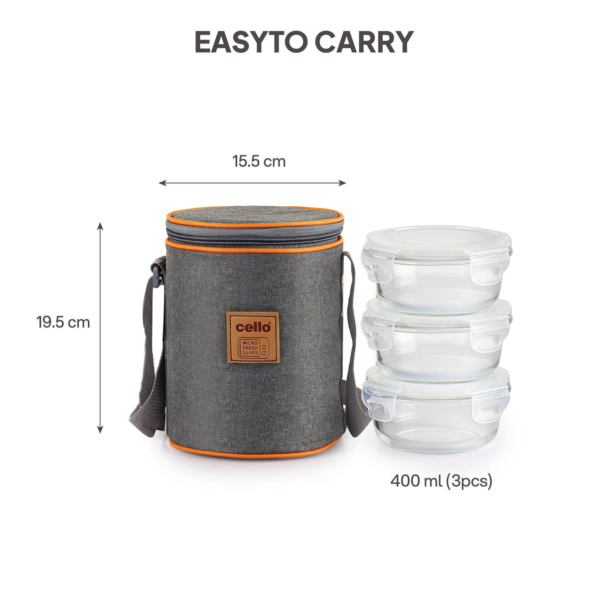 Cello Royale Glass Lunch Box Set of 3
