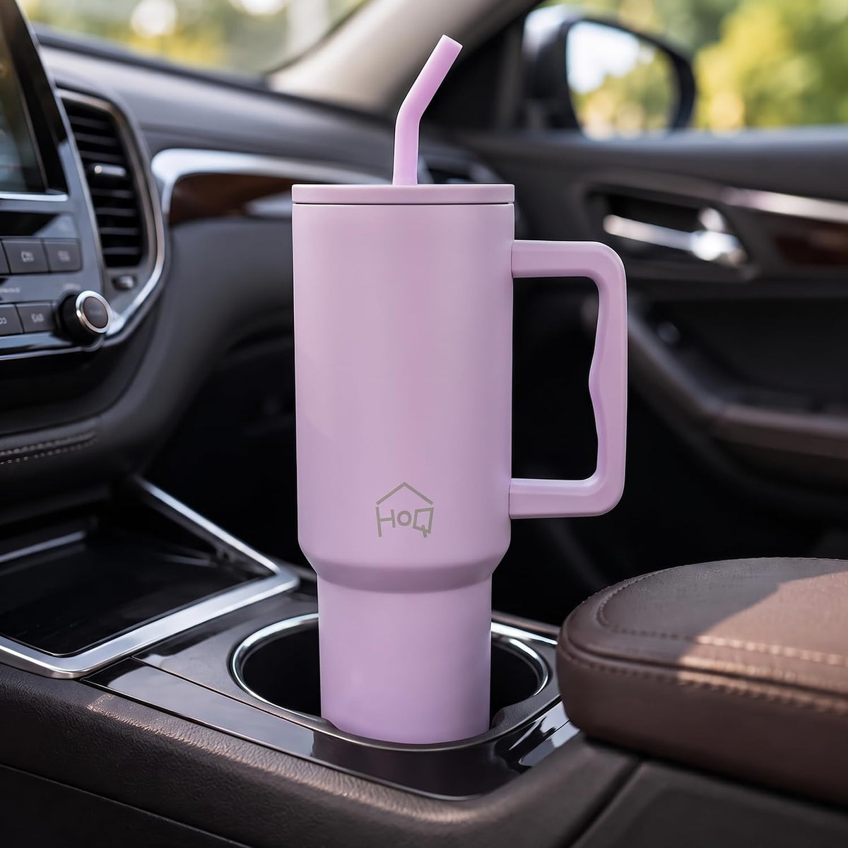 House of Quirk 1200ML Stainless Steel Tumbler with Handle & Lid Lavender Mist