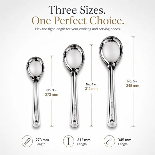 Kraft Stainless Steel Basting Oval Spoon No. 3, 4 & 5