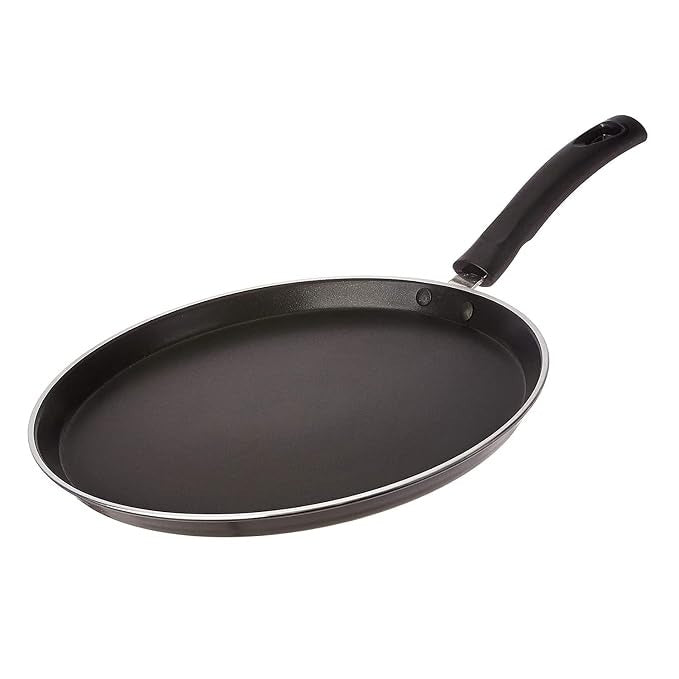 Pigeon by Stovekraft Aluminum Non-Stick Flat Tawa, 25cm, Black