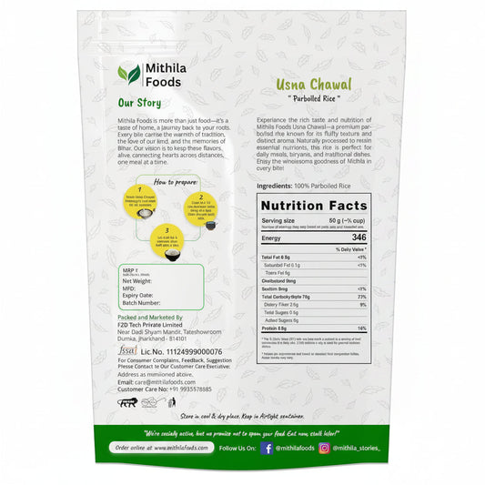 Mithila Foods Usna Chawal - Authentic Bihari Parboiled Rice