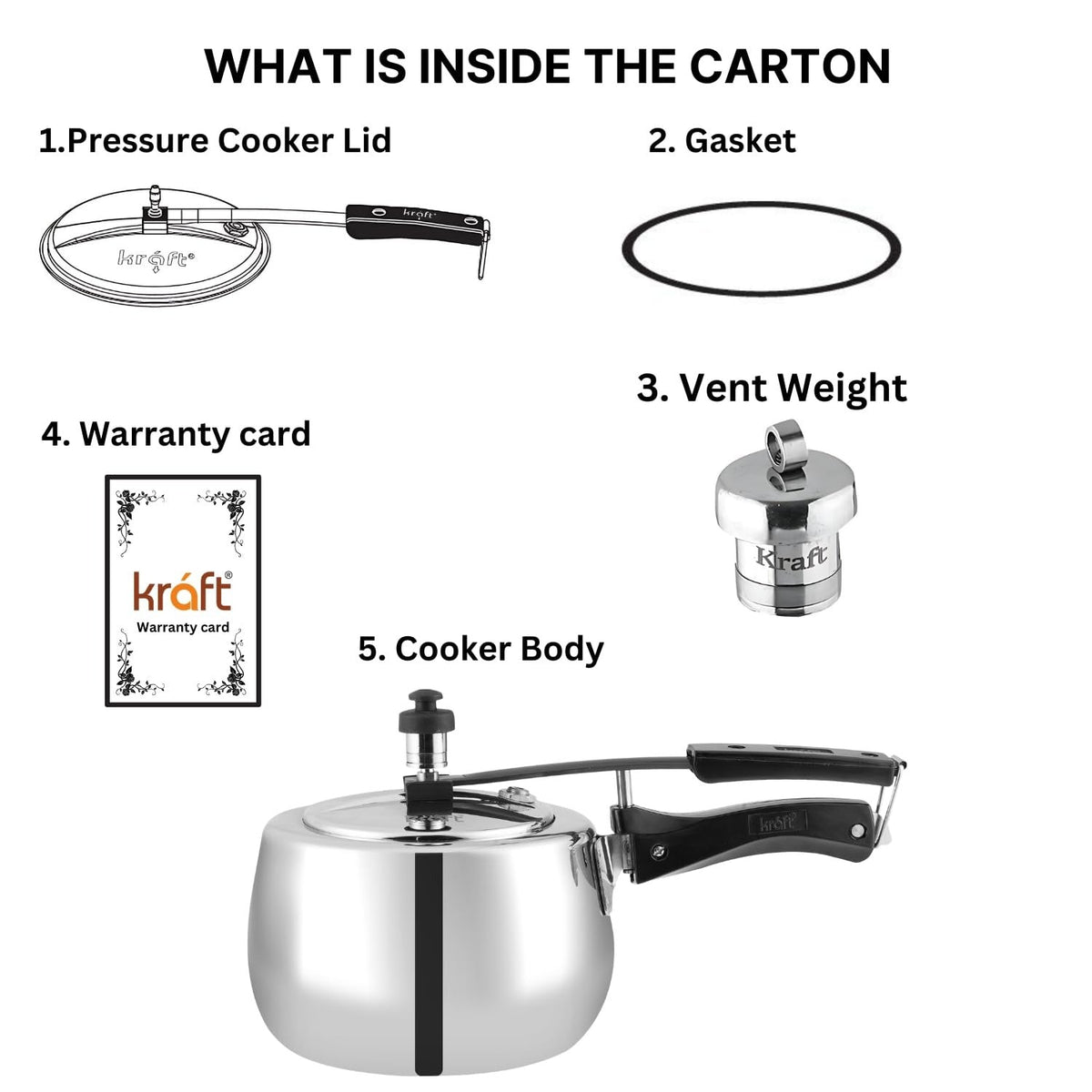 Kraft Futuretec Triply Stainless Steel Pressure Cooker Inner Lid - 2 Litres