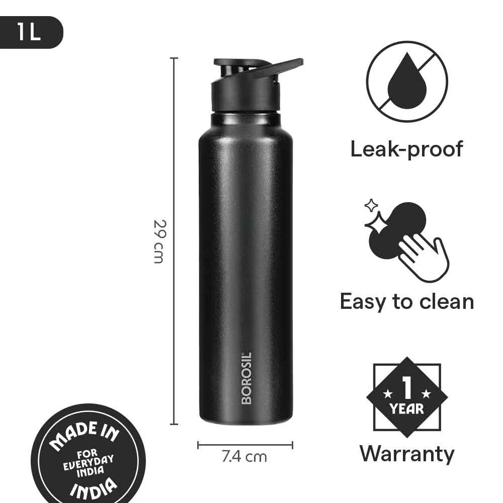 Borosil SipFresh Stainless Steel Single Wall Bottle Galaxy 1L