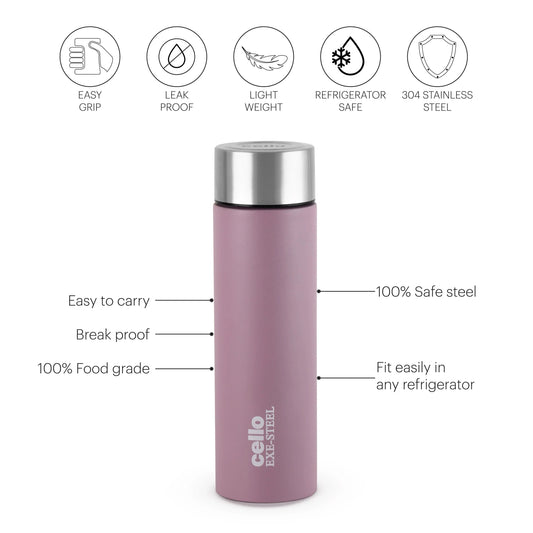 Cello H2O Matt Stainless Steel Bottle, 1000ml