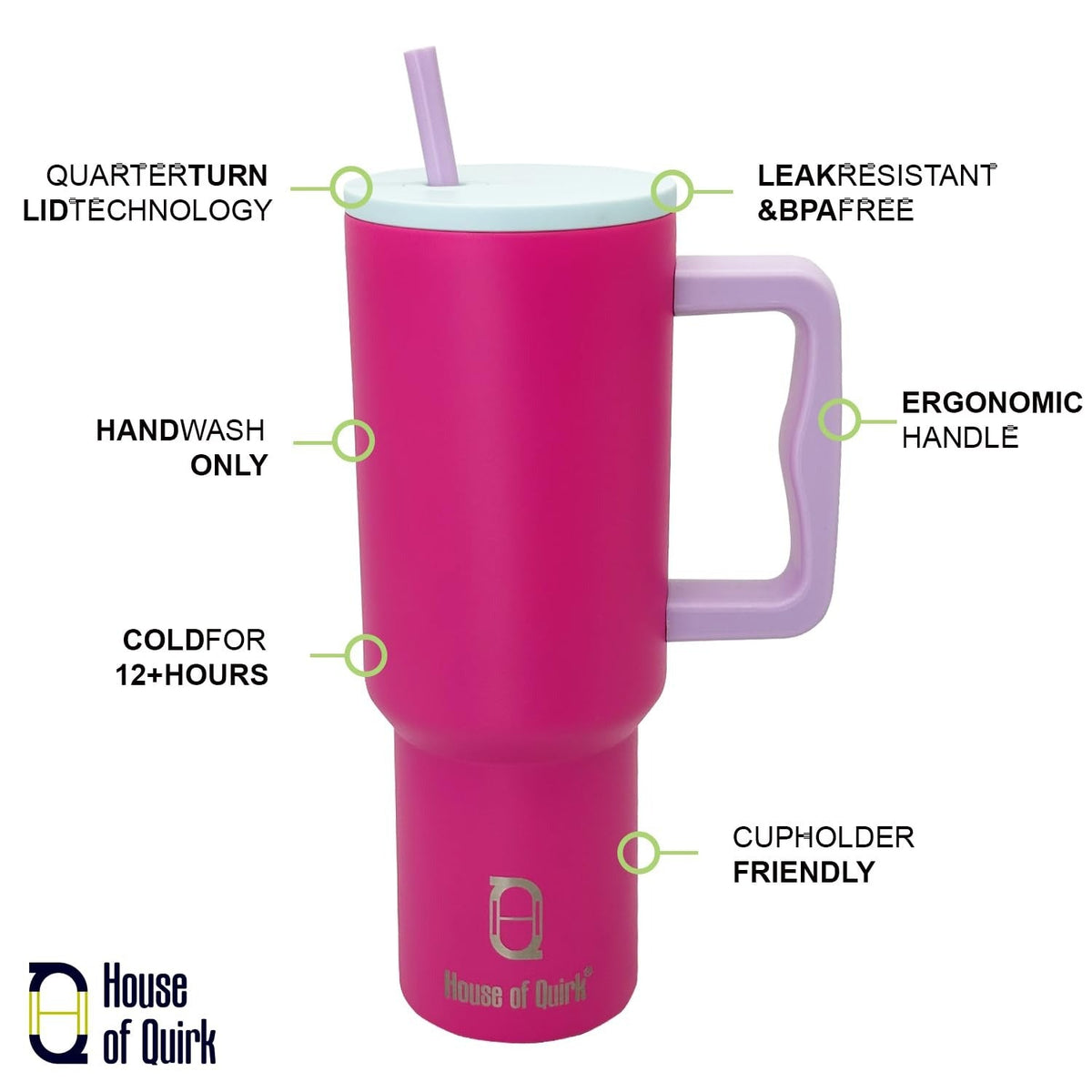 House of Quirk 1200ML Custom Name Tumbler - Raspberry