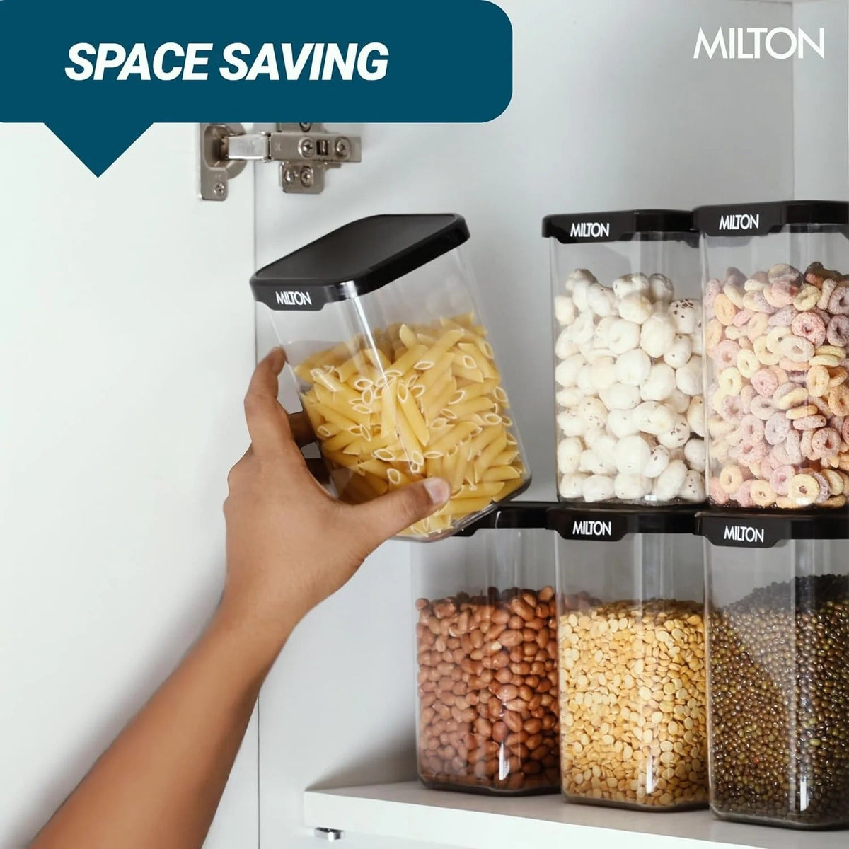 Milton Square Stainless Steel Containers for Kitchen Storage Set of 6