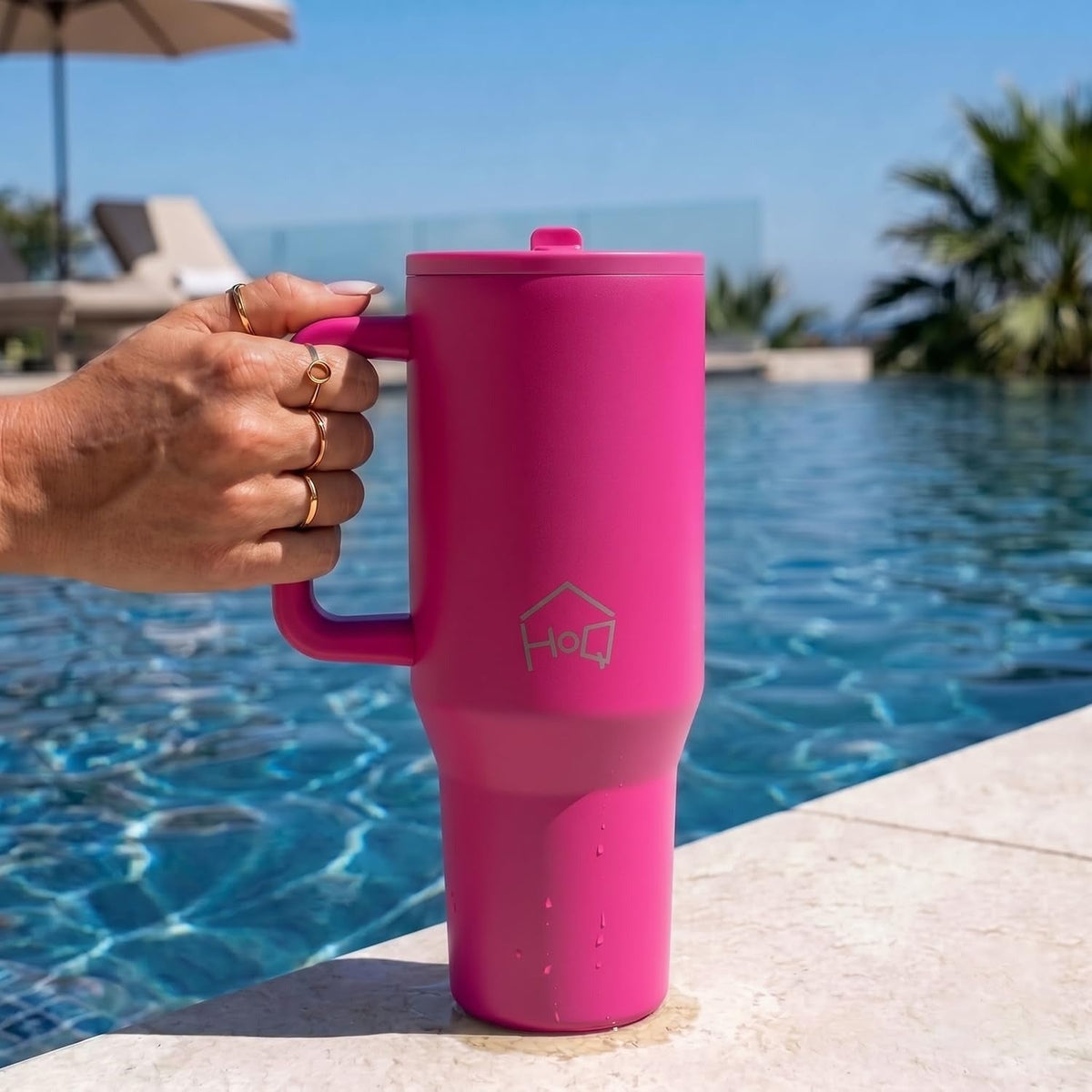House of Quirk 1200ML Tumbler with Handle - Neon Magenta