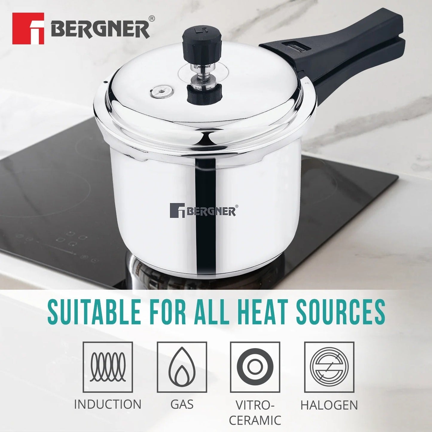 Bergner Sorento Stainless Steel Outer Lid Pressure Cooker 3L (BGIN-1851)