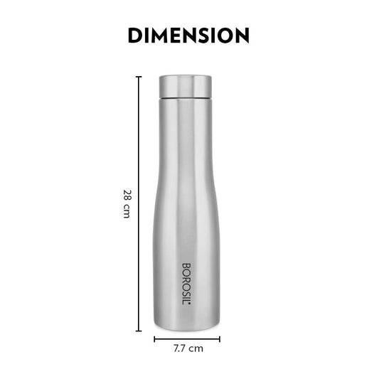 Borosil Swan Stainless Steel Single Wall Bottle 1L