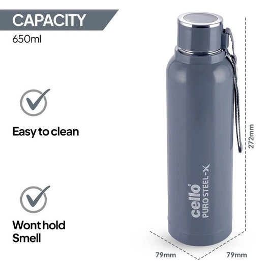 Cello Puro Steel X Benz 900ml Insulated Bottle - 650 ml