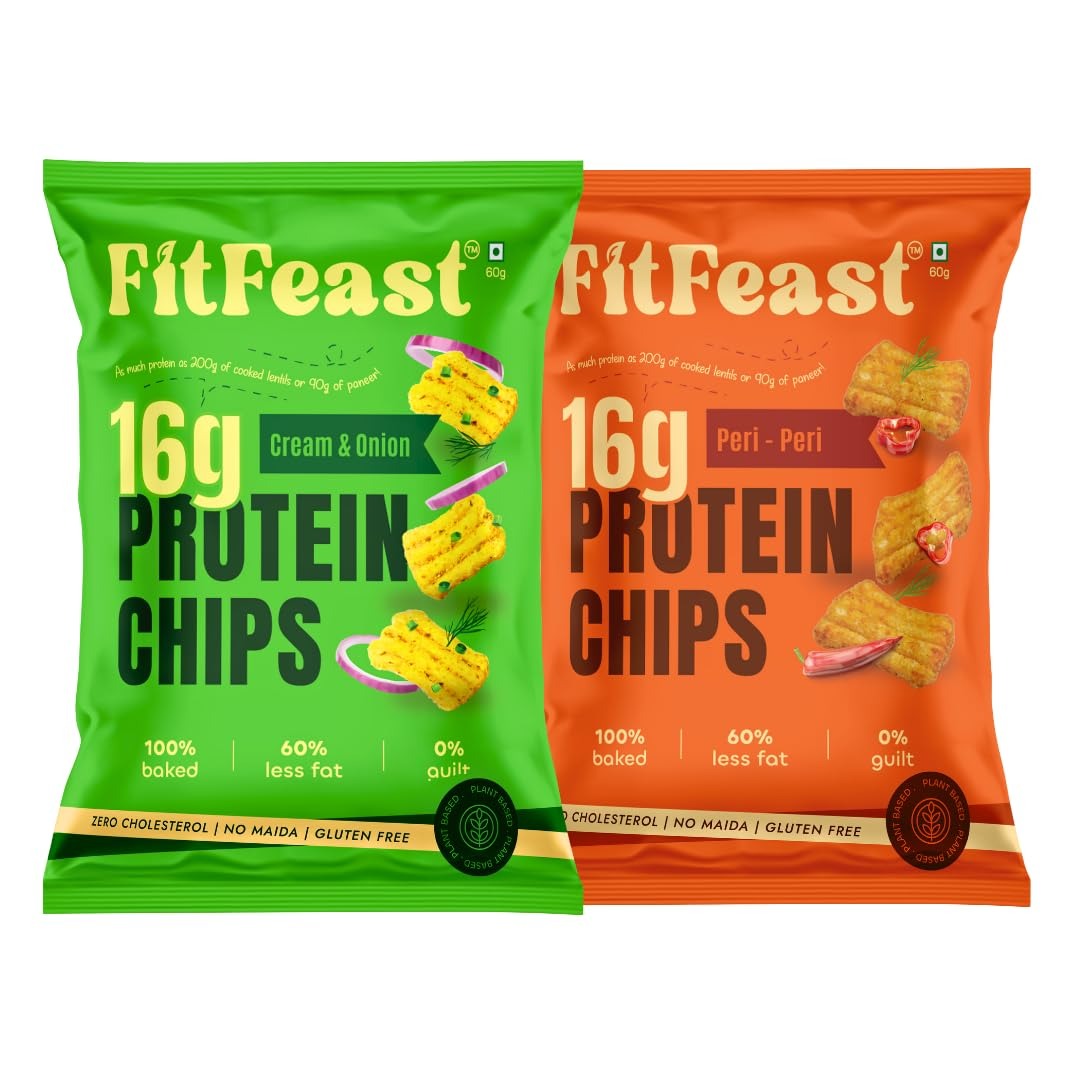 FitFeast Protein Chips - Variety Pack( Peri Peri & Cream and Onion)