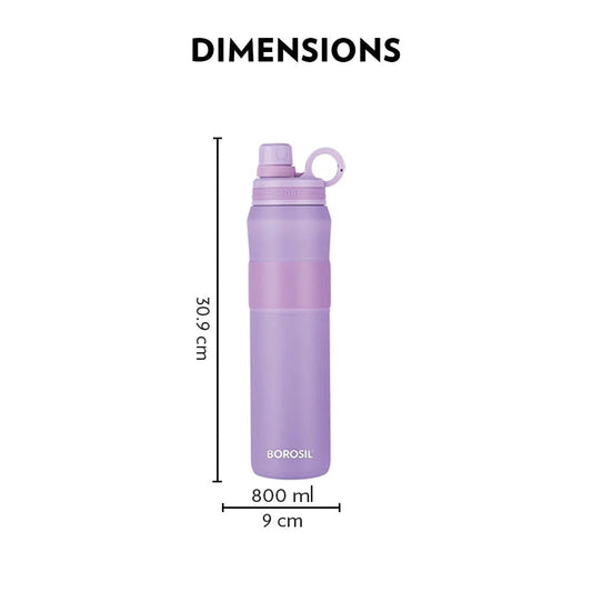 Borosil Hydra Water Bottle ThirstBurst Lavender 800ml