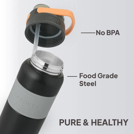 Cello Duro Duet 900 Thermosteel Flask, 820 ml - Black