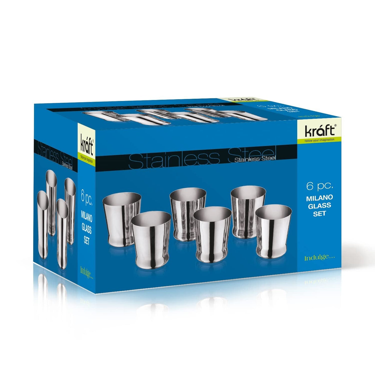 Kraft Stainless Steel Multipurpose Milano Glass Set of 6 Pieces