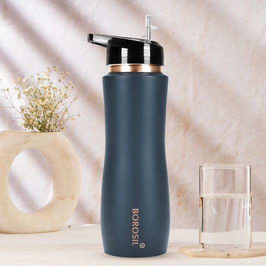 Borosil Sipper Copper Water Bottle Grey - 750 ml