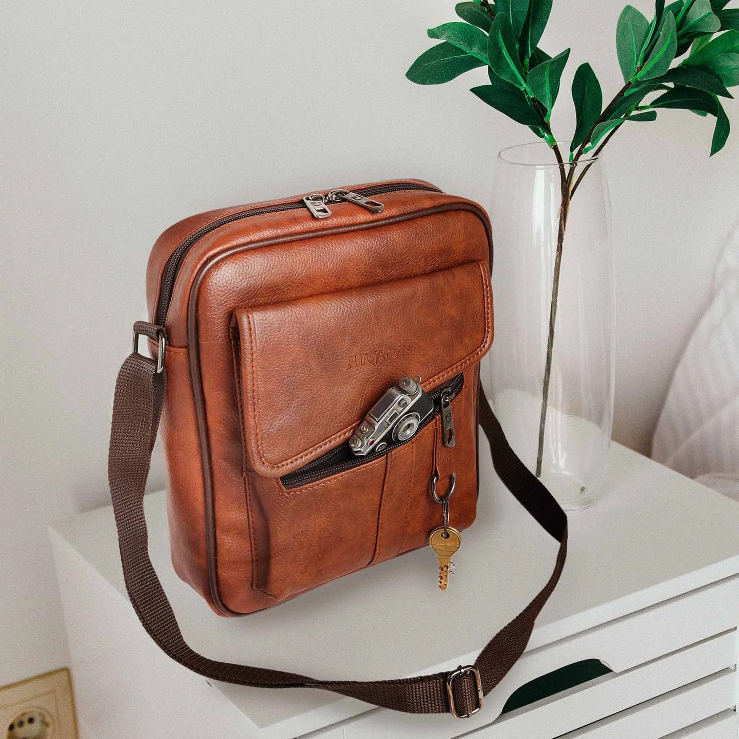 FUR JADEN Sling Cross Body Travel Office Business Messenger one Side Shoulder Bag Unisex