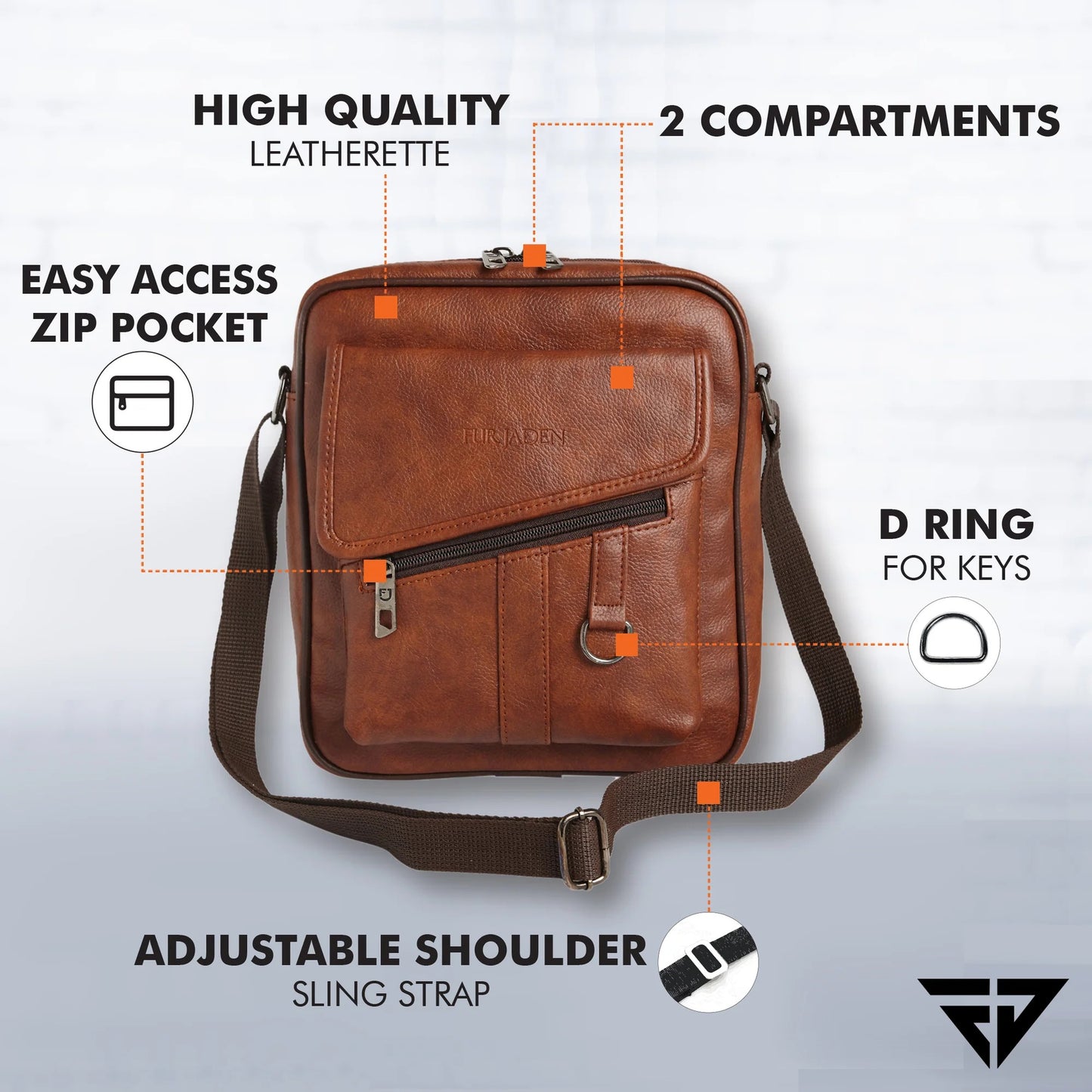 FUR JADEN Sling Cross Body Travel Office Business Messenger one Side Shoulder Bag Unisex