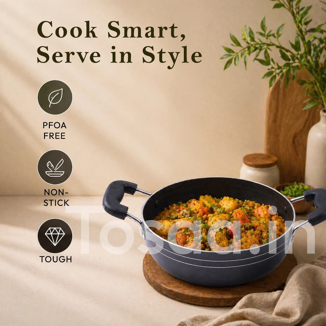 Tosaa Non-Stick Kadhai 18cm Aluminium Black