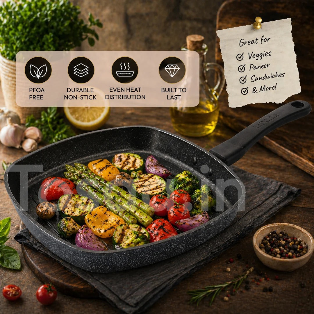 Tosaa Non-Stick Aluminium Grill Pan 22cm Marble - Grey