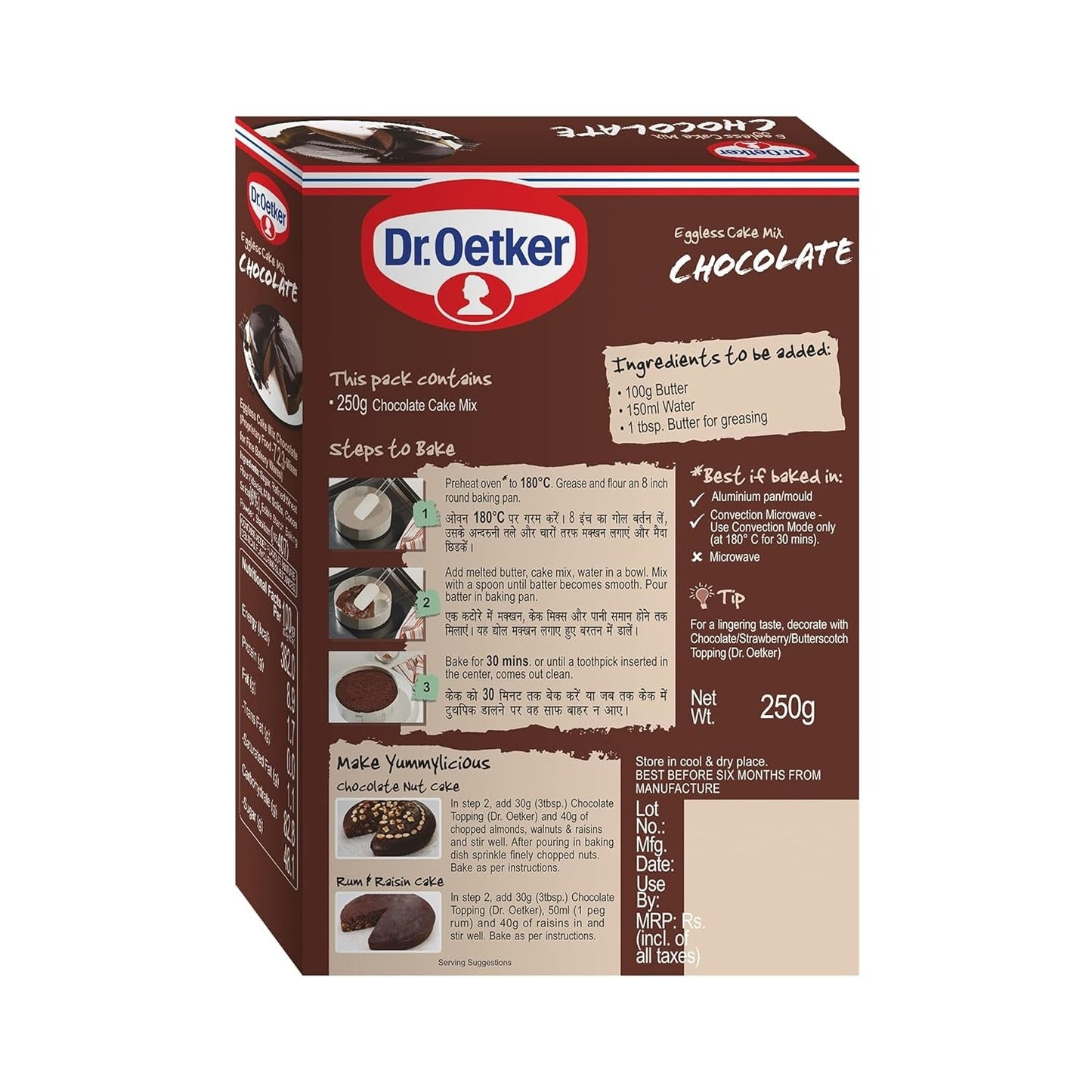 Dr. Oetker FunFoods Chocolate Cake Mix - Pack of 2 (250g Each Pack)