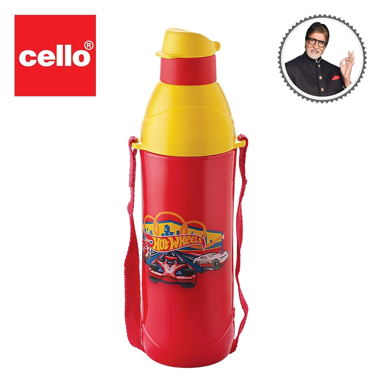 CELLO Puro Junior 600 Hot Wheel Plastic Water Bottle for Kids