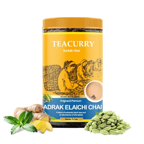 Adrak Elaichi Chai - 100% Natural Ginger Cardamom Chai Tea for Energy | With Real Adrak, Elachi
