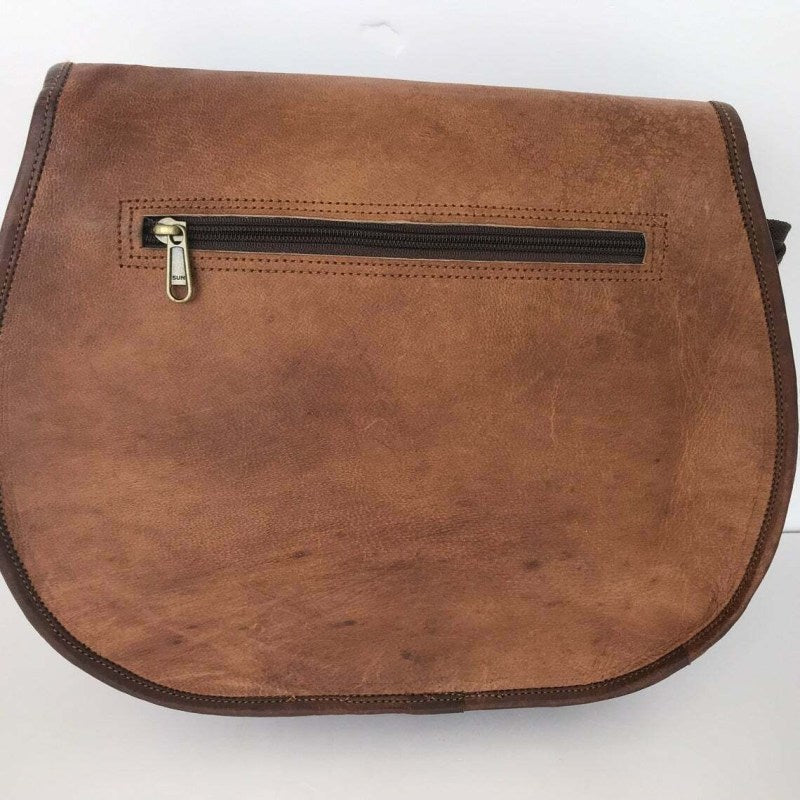 CraftShades -9*11 Inch cross body double pocket sling goat leather bag for boys & girls