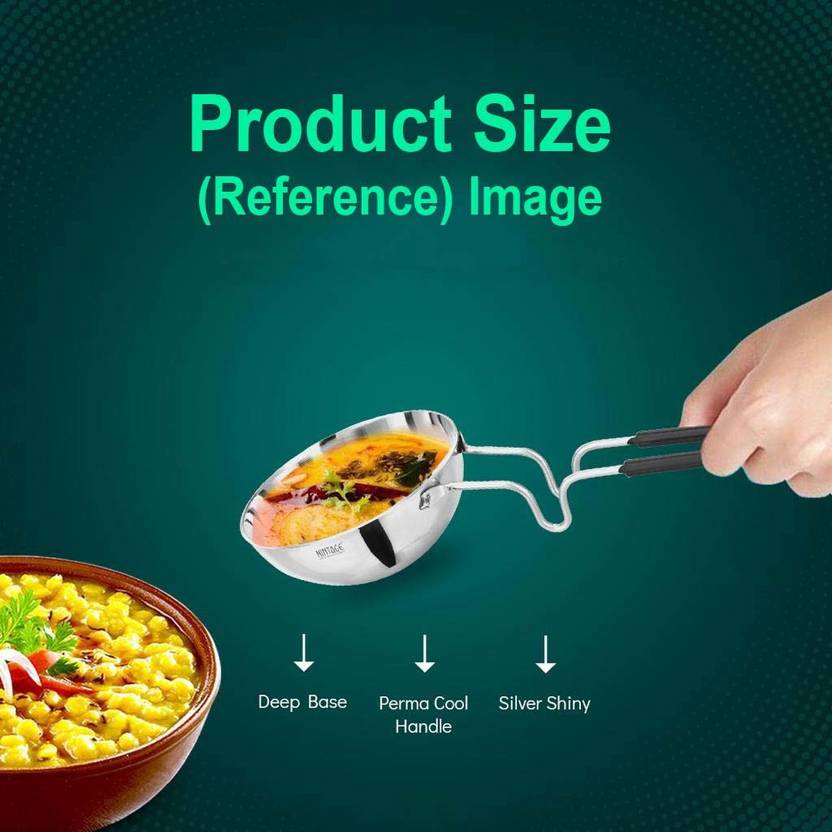 Camro Triply Round Bottom Tadka Pan 14 No 450 Gms Stainless Steel Induction Friendly