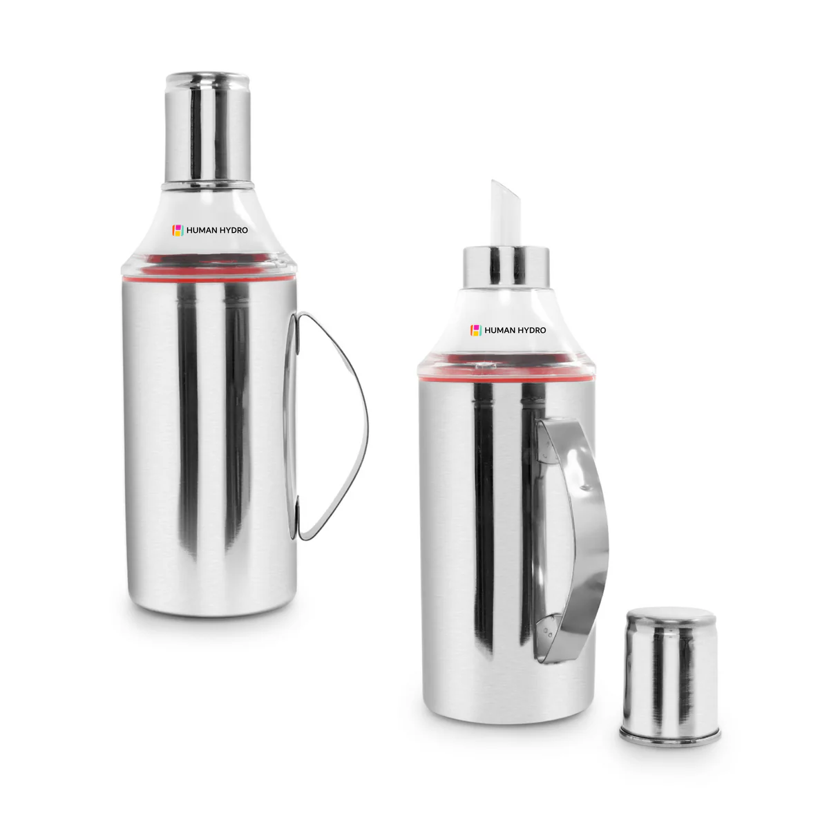 Human Hydro Stainless Steel Oil Dispenser Bottle - Set of 2 (1000ml Each )