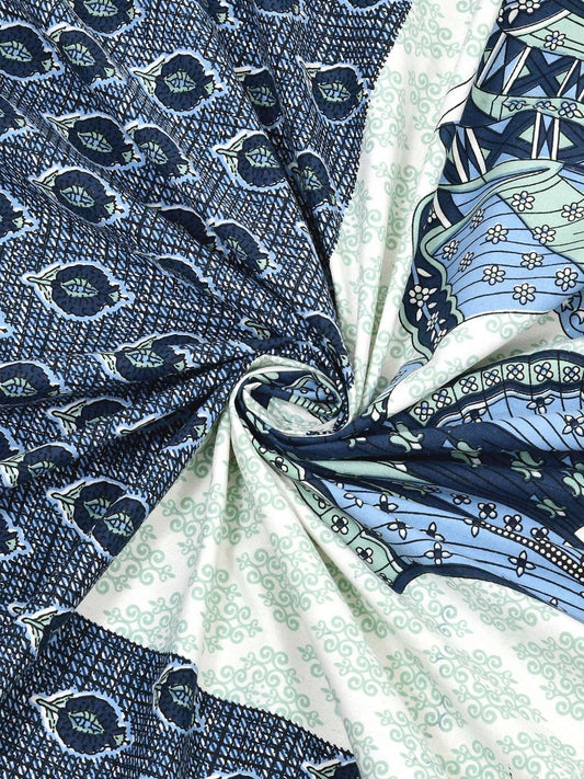 100% Pure Cotton Traditional Printed Bedsheet for Double Bed King Size Bedsheet with 2 Pillow Covers