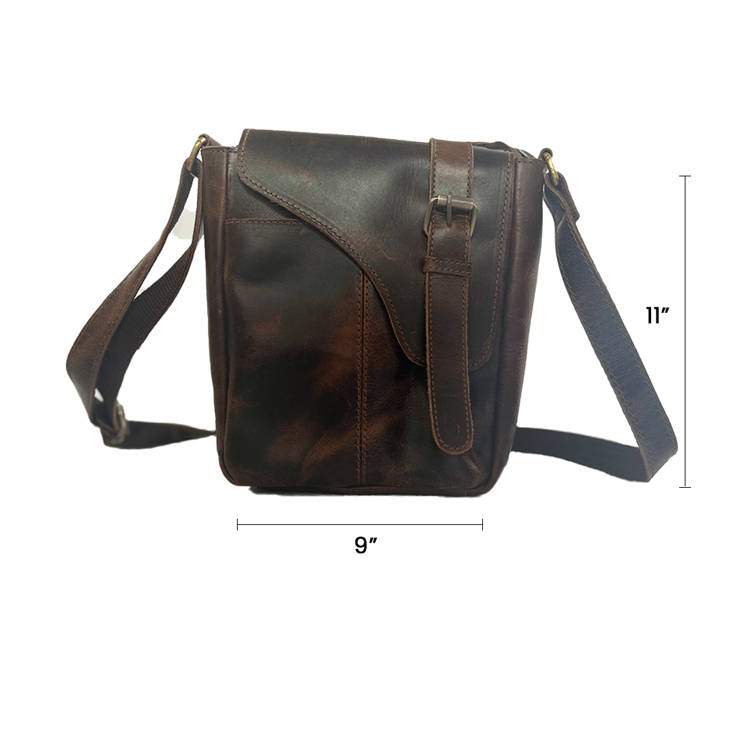 Craftshades – 9 Inch Buffalo dark brown Leather Sling Bag | 100% Genuine Leather