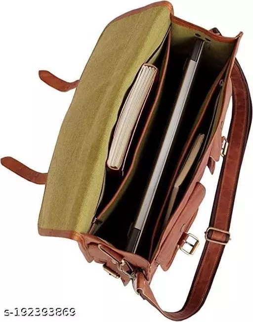 Craftshades – 11*15″ Double Pocket Handcrafted Laptop Messenger Goat Leather Bag | 100% Genuine Leather