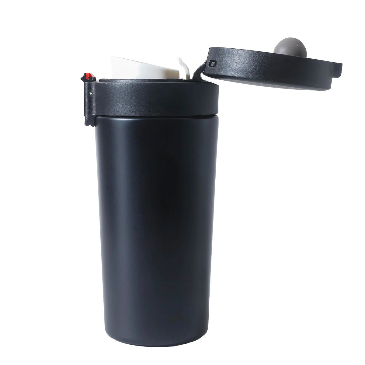Kuber Industries Stainless Steel Insulated Coffee Tumbler with Sipper Lid | 380 ML | Black