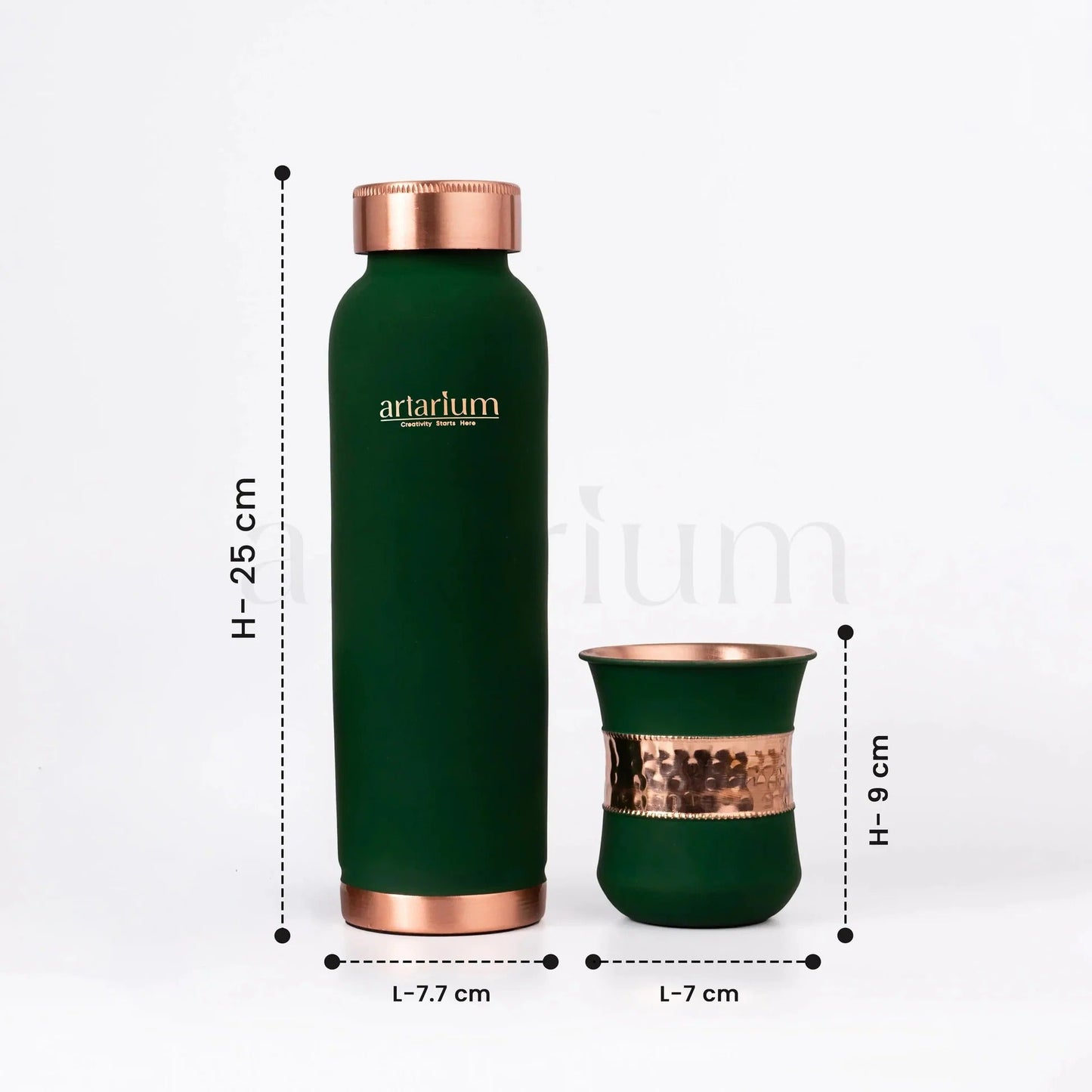 Artarium Copper Bottle with Copper Cups Gift Combo