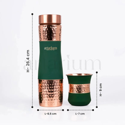 Artarium Hammered Copper Bottle with Copper Cups Gift Set